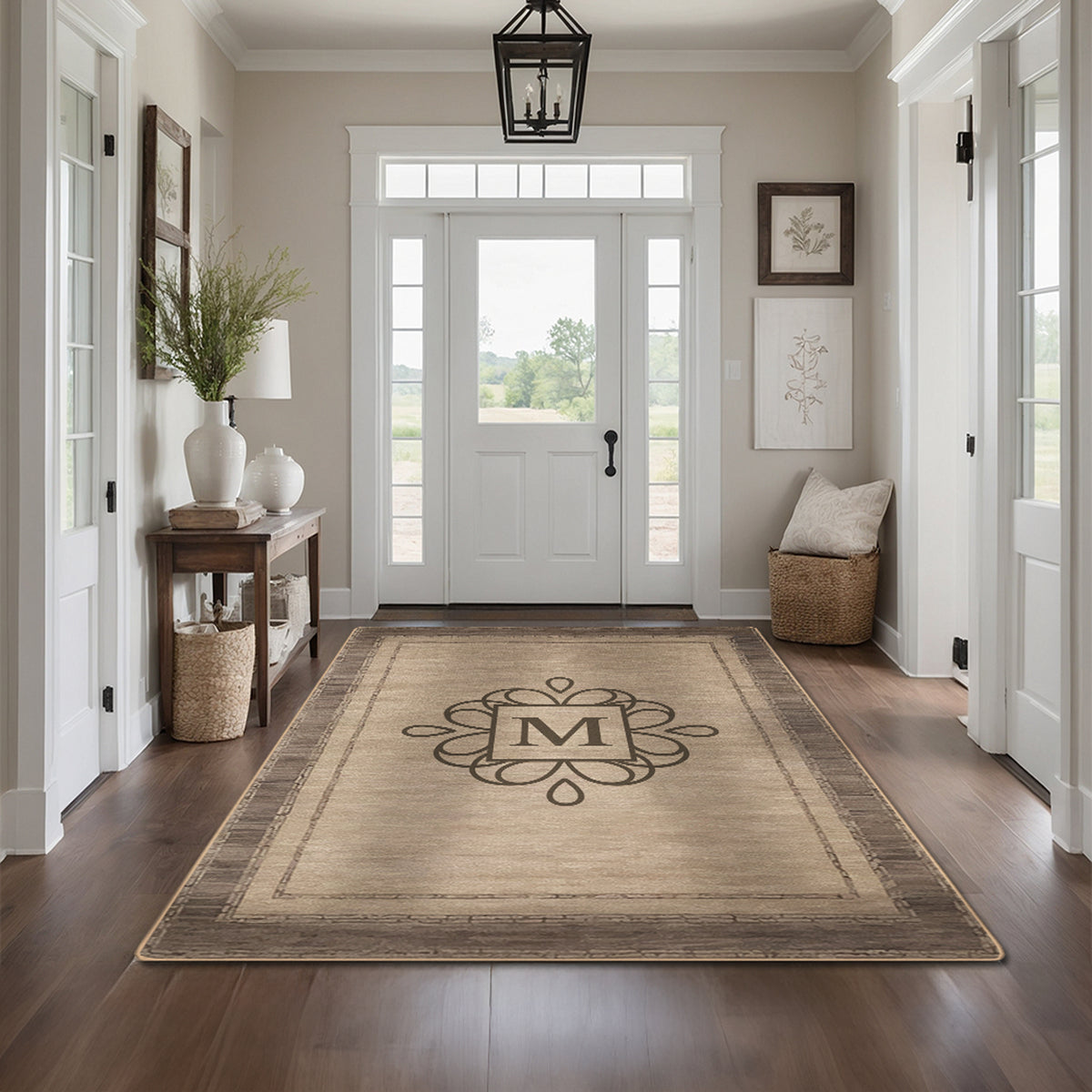 Custom floor rug for entryway decor -Rustic Walnut Rug