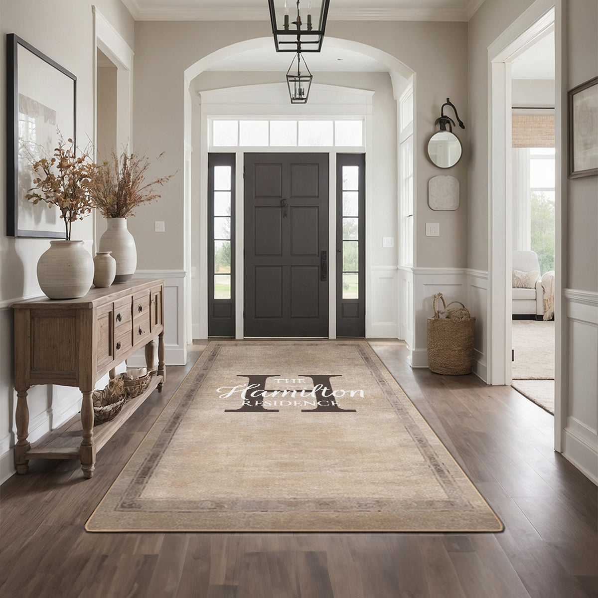 Personalized entryway rug - Ash Taupe Rug