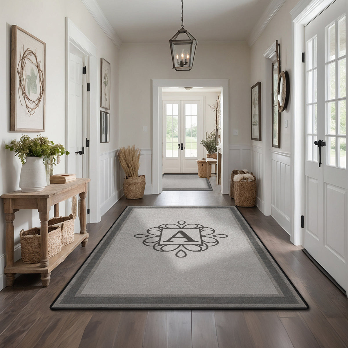 Custom family name rug - Smoky Border Rug