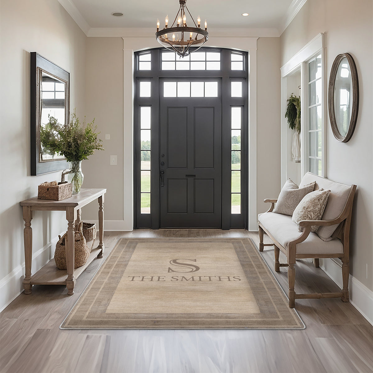 Low-pile washable rug for front door - Earthy Taupe Rug