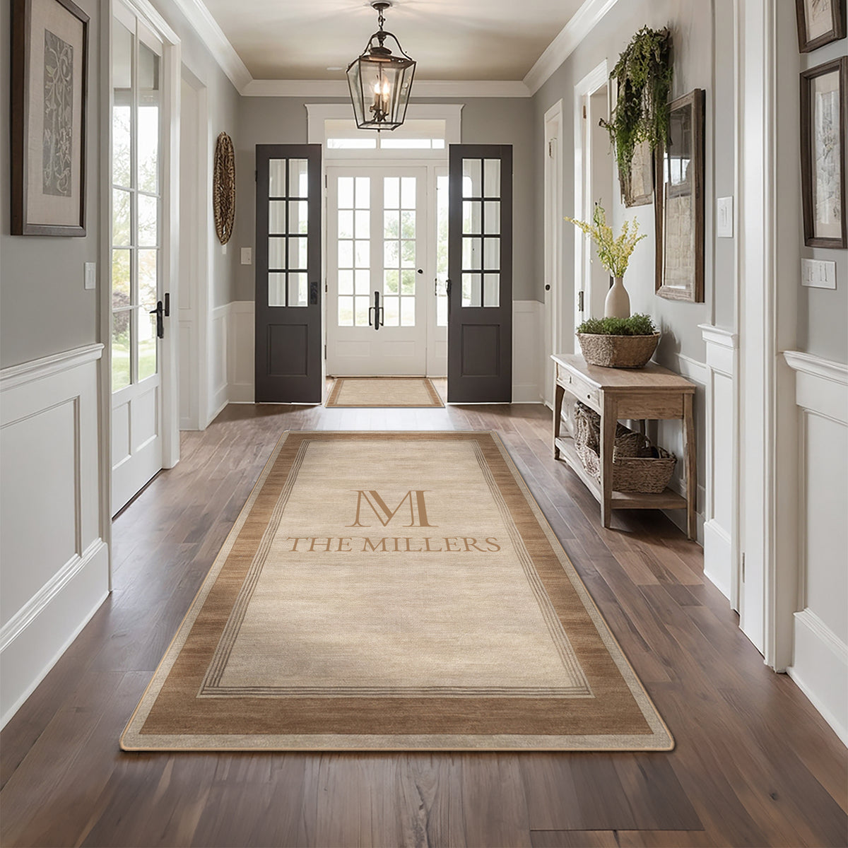 Non-slip personalized rug for front door -Warm Latte Rug
