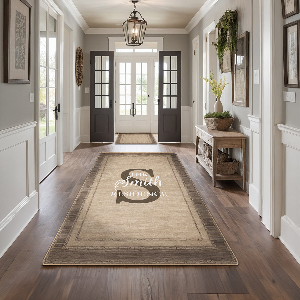 Custom welcome rug for entryway - Rustic Walnut Rug
