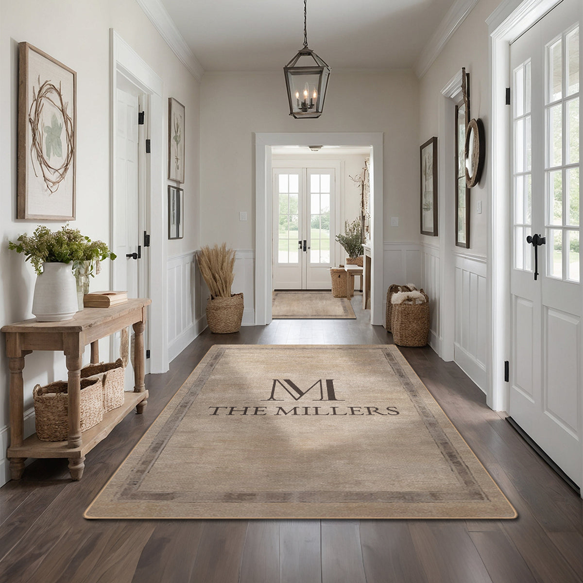Low-pile washable rug for front door - Ash Taupe Rug