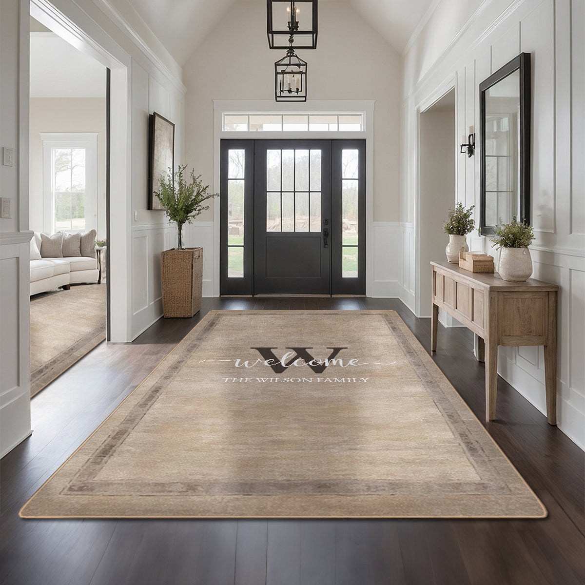 Custom family name rug - Ash Taupe Rug