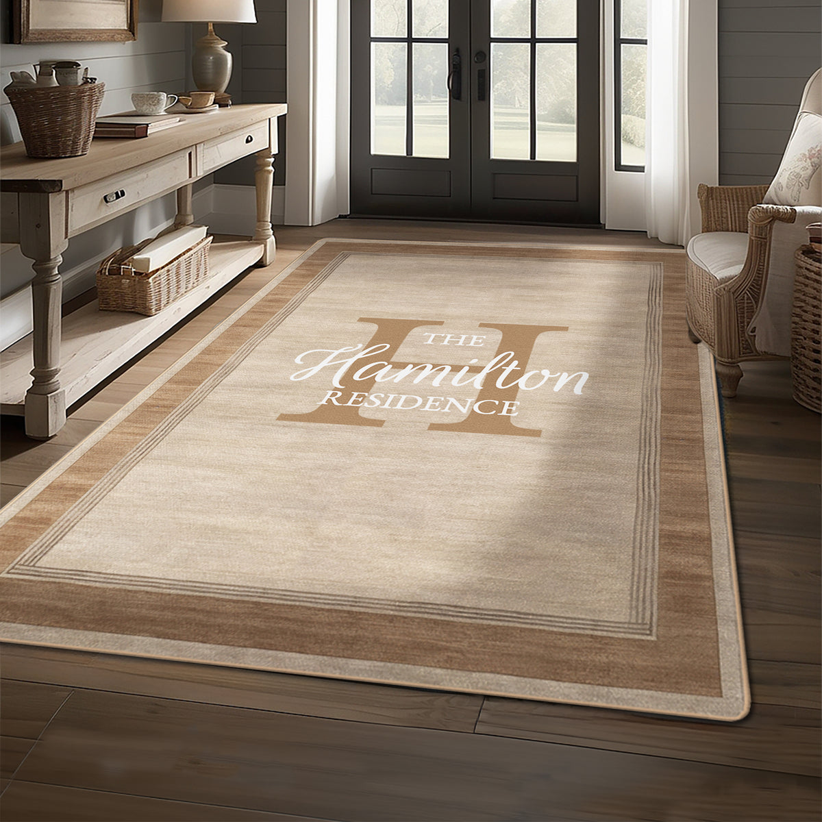 Custom welcome rug for entryway - Warm Latte Rug