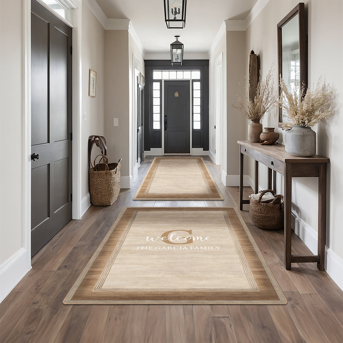 Custom floor rug for entryway decor - Warm Latte Rug